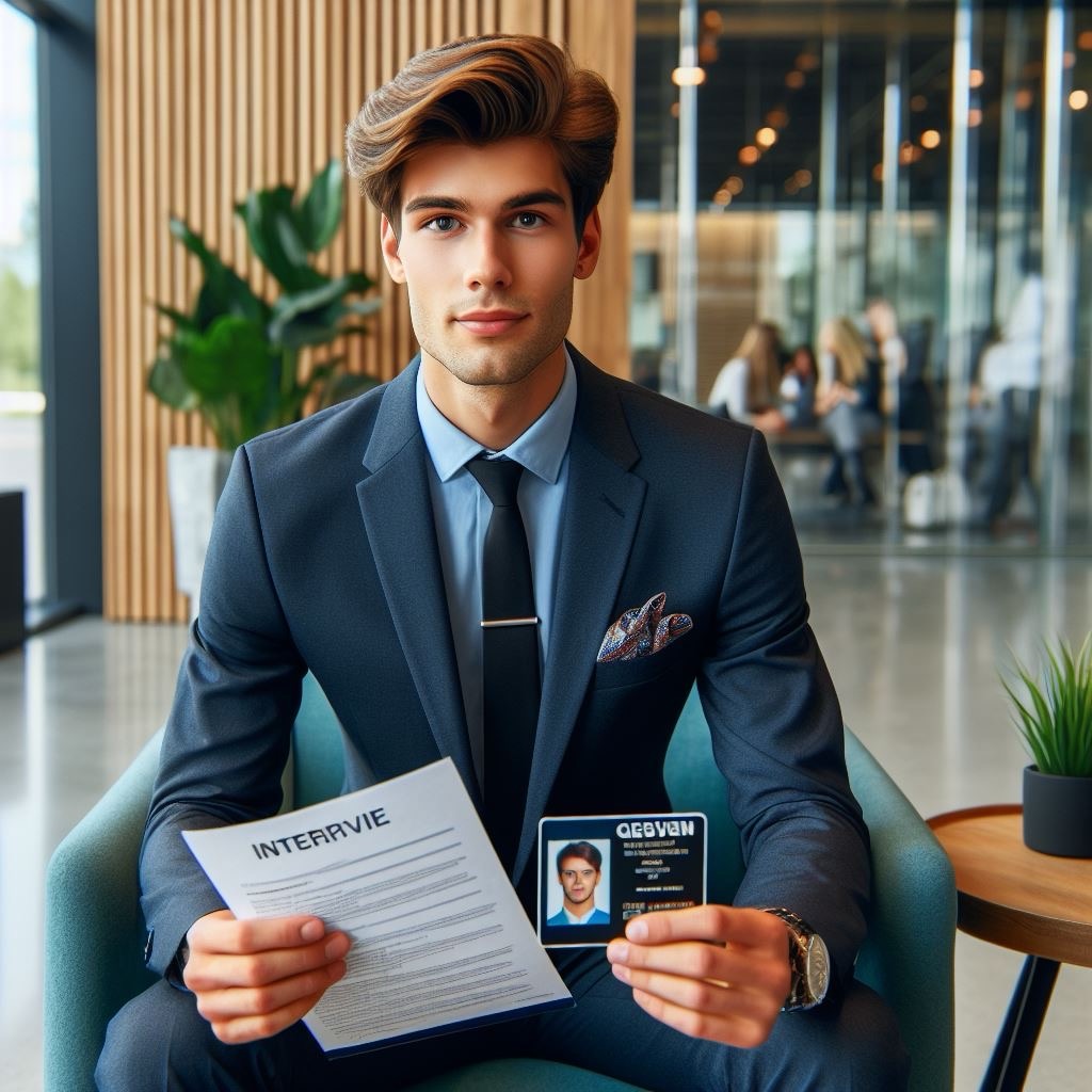 Guy holding his G license to apply for work